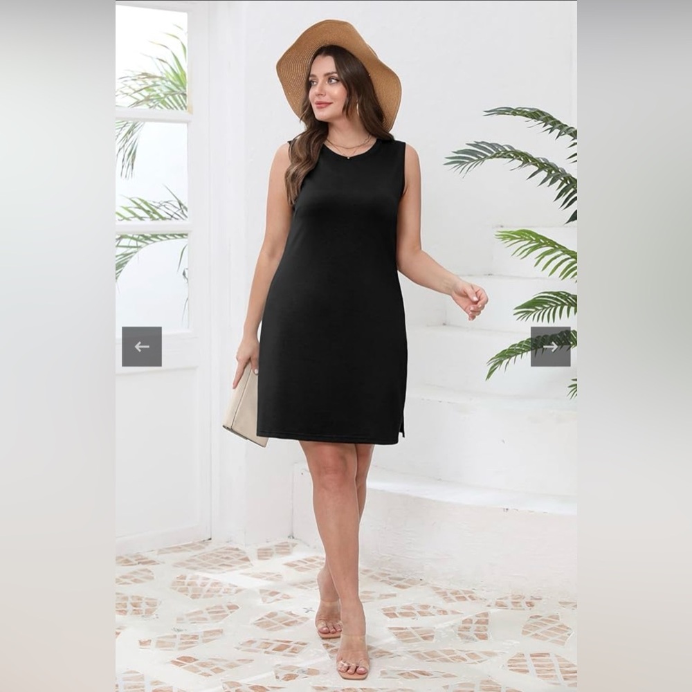 Sampeel Small Black Casual Sleeveless Tank Dress Soft Stretchy‎ Quiet Luxury
